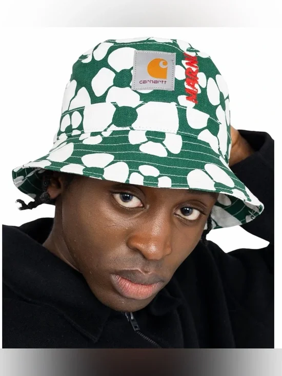 Marni x Carhartt WIP Floral Print Bucket Hat Green/White Size M-L - Picture 7 of 7